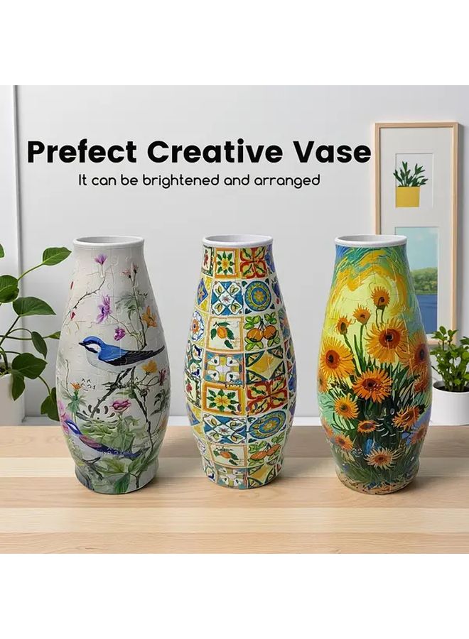 SH1718 Foger 152 Pcs 3D Flower Vase Puzzle Multicolor Challenging Home Office Decor Gift - Image 1